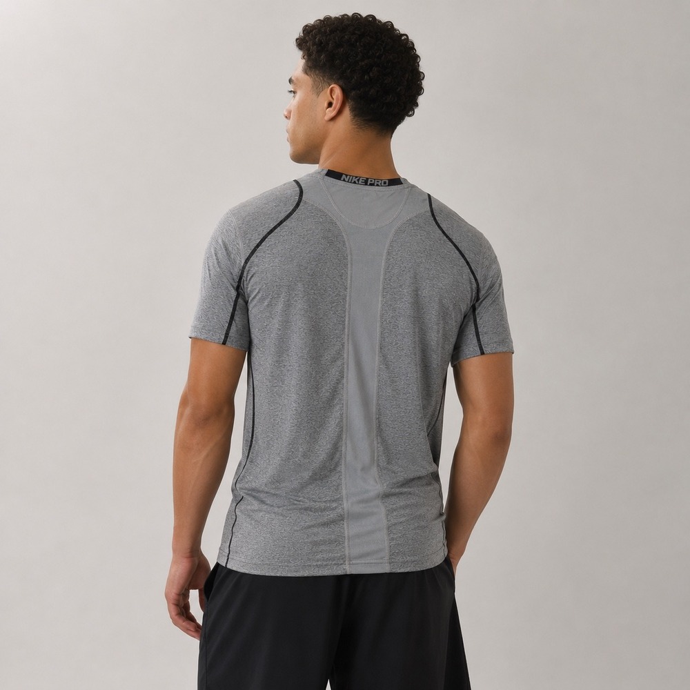 Nike Pro Dri-Fit Grey Heather Activewear T-Shirt Mesh Back Mens Large - Picture 2 of 8